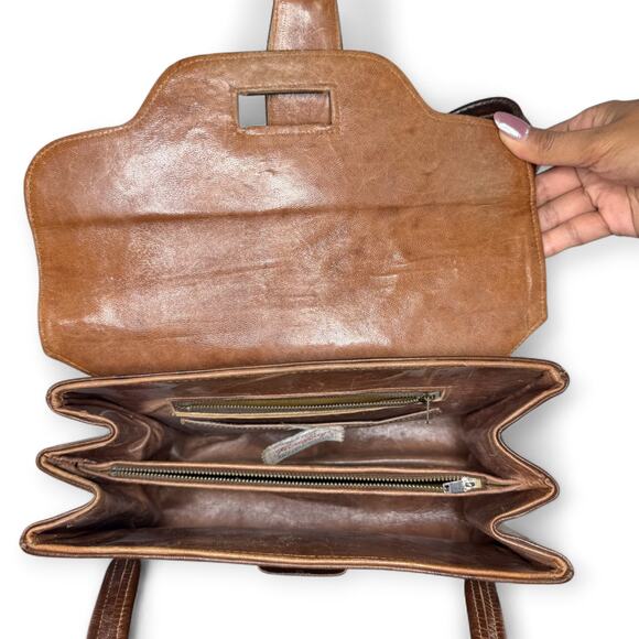 Vintage Tooled Leather Satchel Purse Flores‎ Bags Brown Boho Western Mexico - Picture 7 of 13